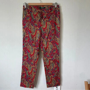 Lauren Ralph Lauren Red Paisley Dress Pants, Women's Size 2P